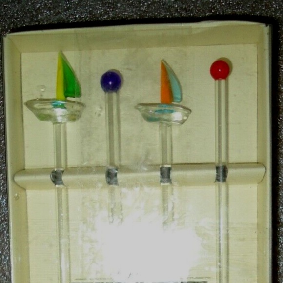 Swizzle Sticks Set of 2 boxes of 8 Sailboat Size-8 inches - Picture 2 of 5